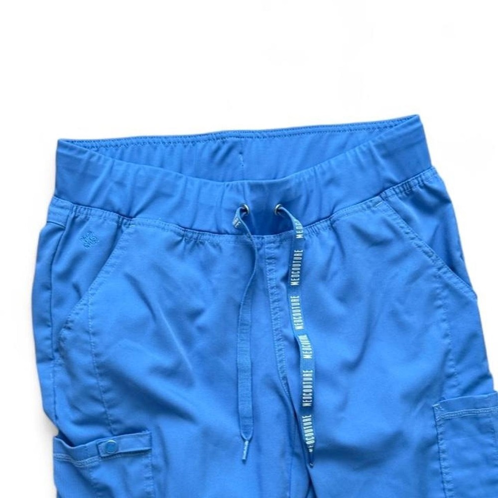 Med Couture Touch Scrub Set Women's Small petite Blue V Neck Top Pants Nurse - Picture 3 of 7